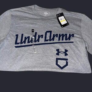 Grey Under Armour Men's Medium Size Baseball Script t-shirt